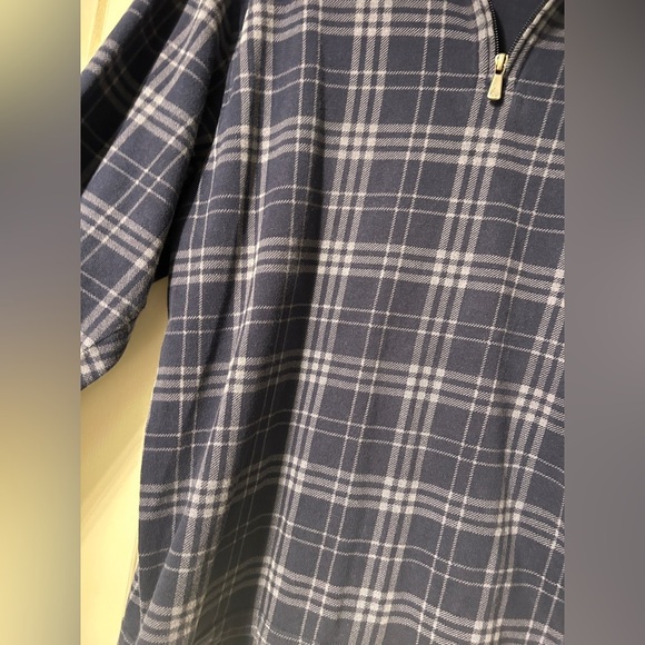 Brooks Brothers 346 Sweater Mens Large Quarter Zip Pullover Blue Plaid Preppy - Picture 4 of 4